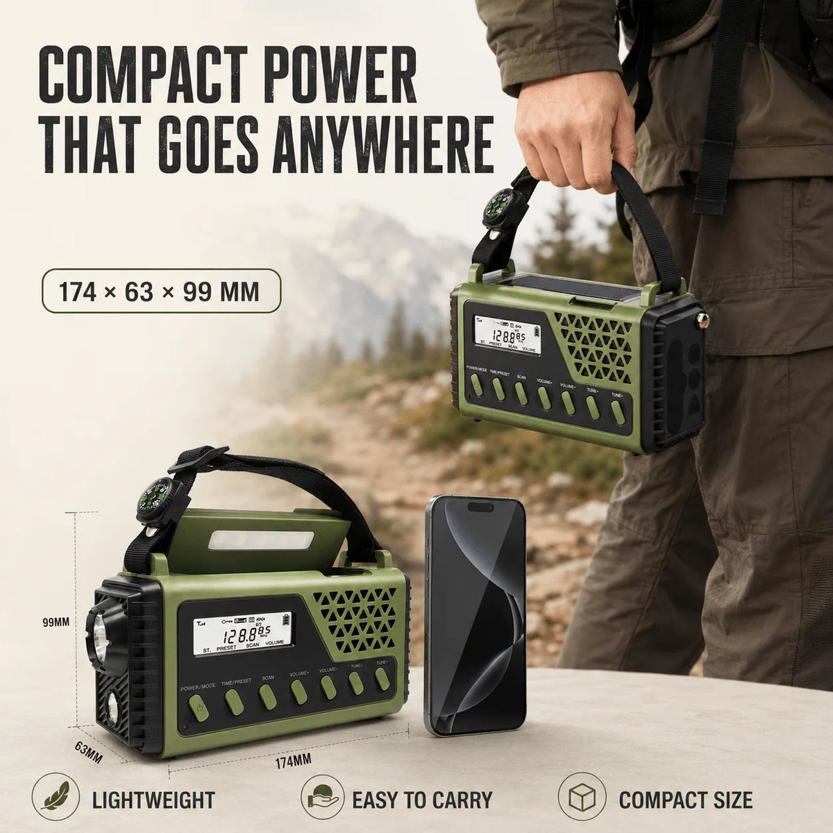 Emergency Radio Hand Crank & Solar 10,000mAh Power Bank