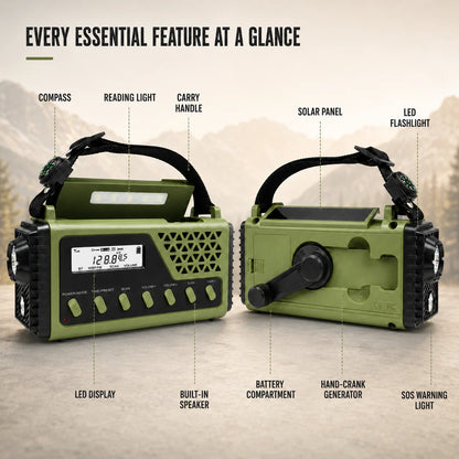 Emergency Radio Hand Crank Solar Charging 10000mAh Power Bank
