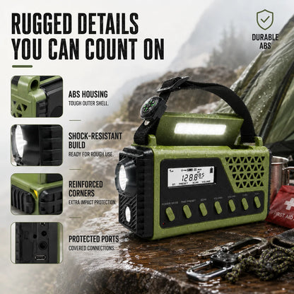Emergency Radio Hand Crank Solar Charging 10000mAh Power Bank