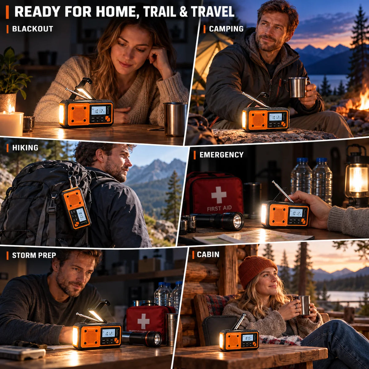 Emergency Radio Hand Crank & Solar Charging Built-In Flashlight