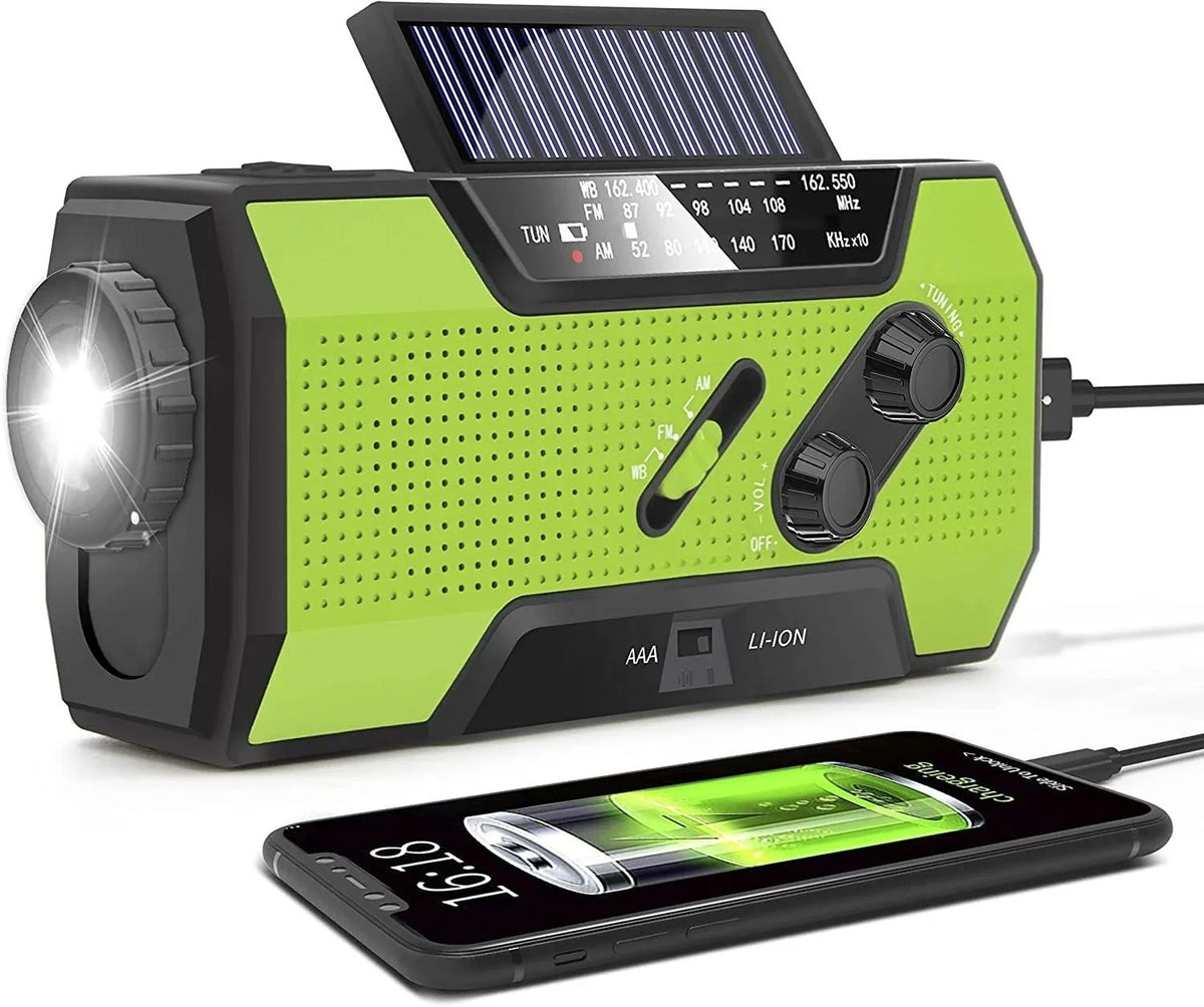 Emergency Radio NOAA Weather Alerts Solar & Hand Crank Charging