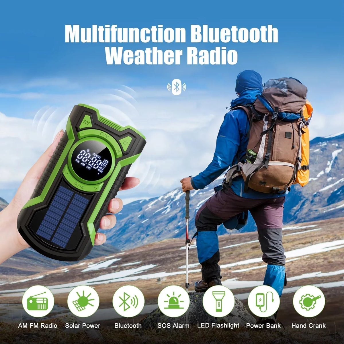 Emergency Radio Solar Hand Crank Charging 5000mAh Power Bank