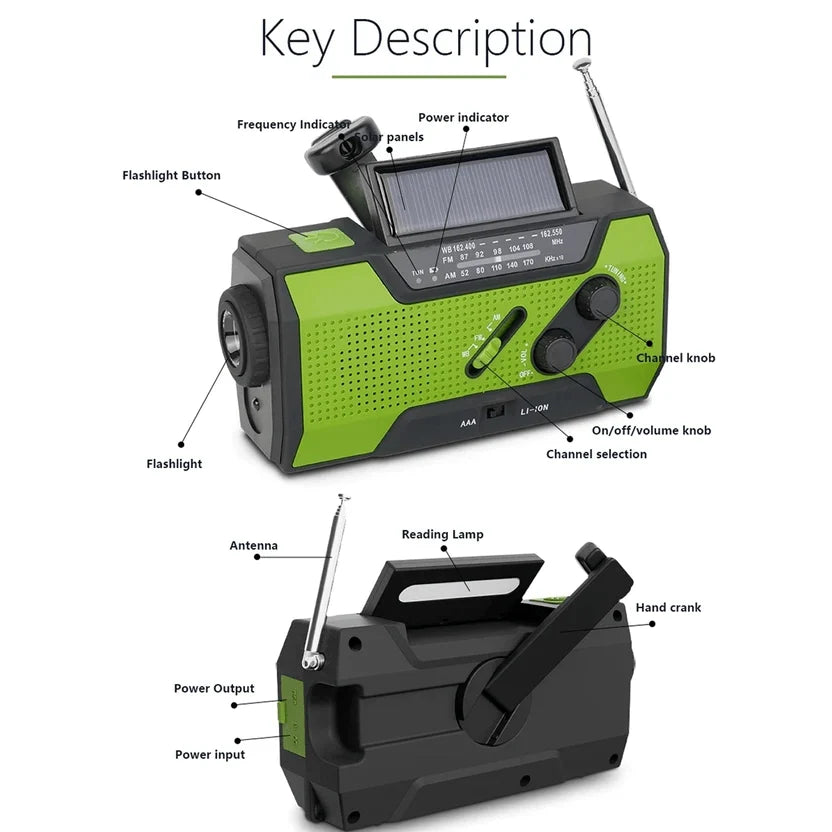 Emergency Radio Solar Hand Crank & USB Charging