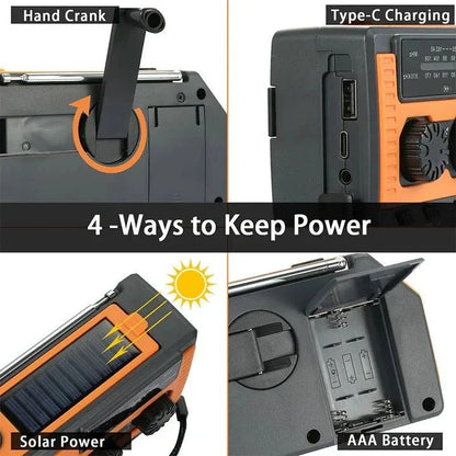 Emergency Radio Solar & Hand Crank USB Phone Charging