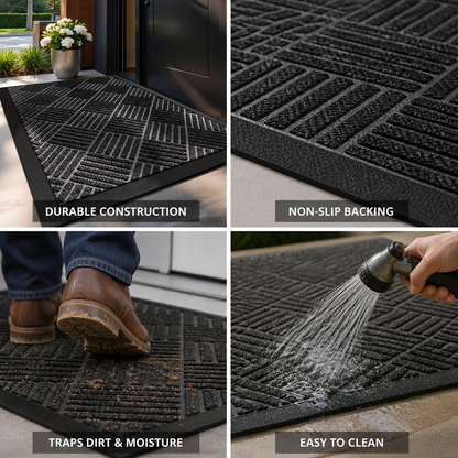 Entrance Mat Durable Chevron Non-Slip Backing