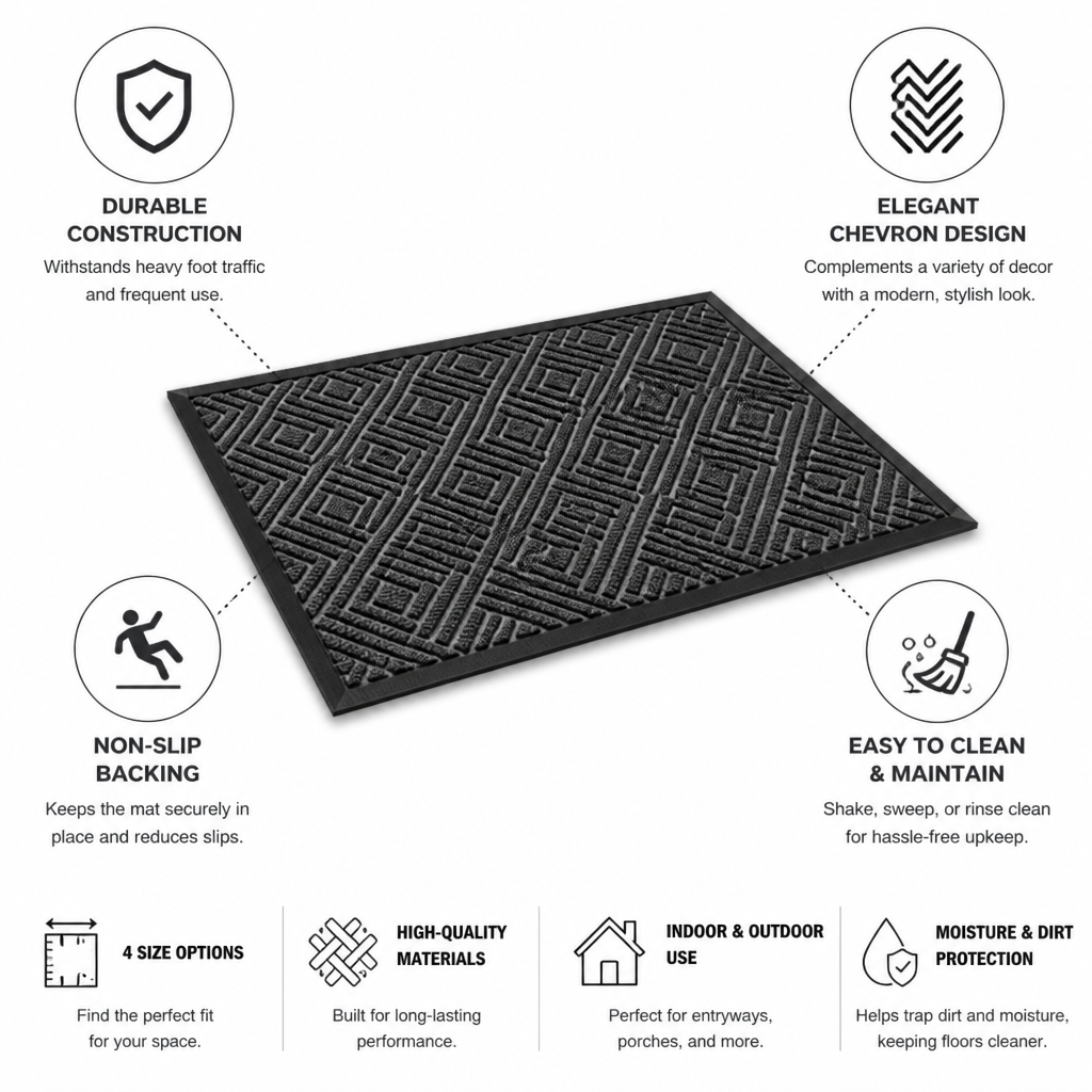 Entrance Mat Durable Chevron Non-Slip Backing