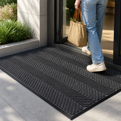 Entrance Mat Herringbone Non-Slip Backing Easy-Clean