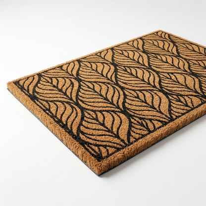 Entrance Mat Leaf Pattern Durable Fibers Non-Slip Backing