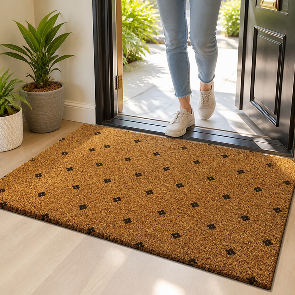 Entrance Mat Leaf Pattern Durable Fibers Non-Slip Backing