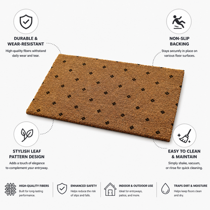 Entrance Mat Leaf Pattern Durable Fibers Non-Slip Backing