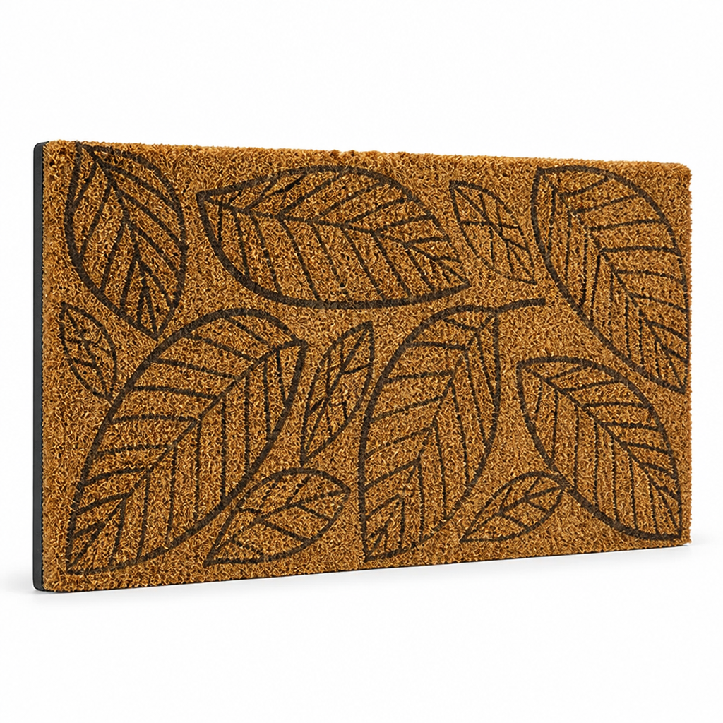 Entrance Mat Leaf Pattern Durable Fibers Non-Slip Backing
