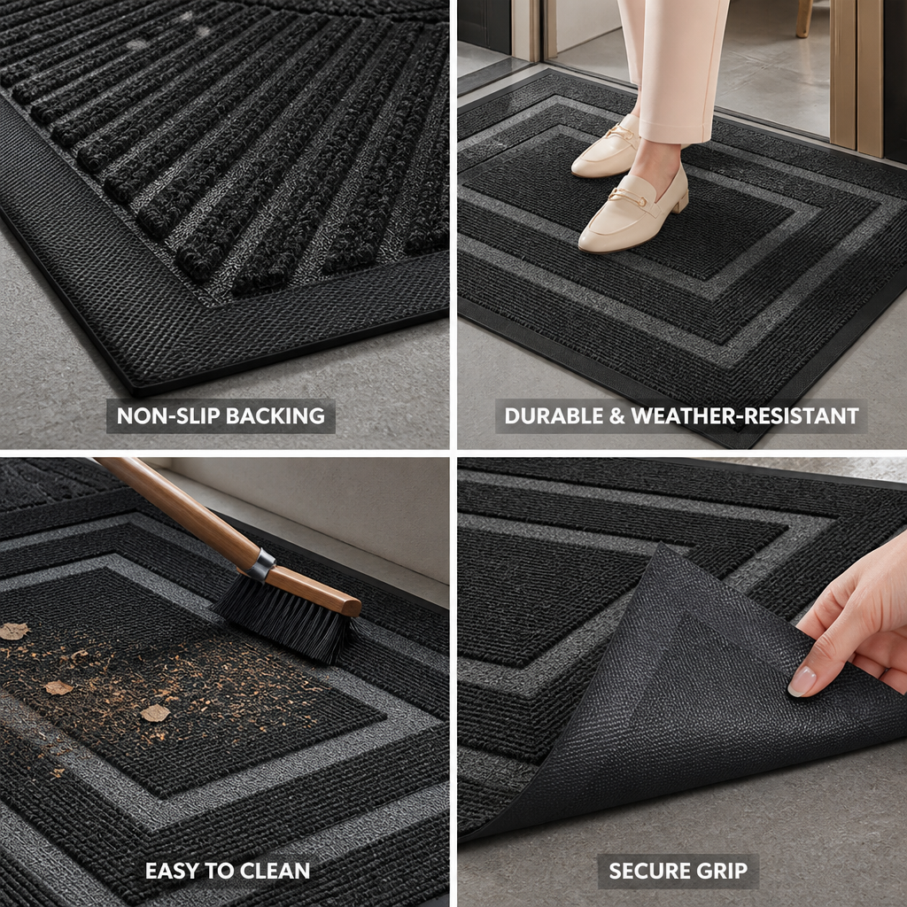 Entrance Mat Non-Slip Weather-Resistant Geometric Pattern