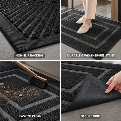 Entrance Mat Non-Slip Weather-Resistant Geometric Pattern