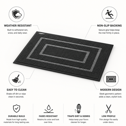 Entrance Mat Non-Slip Weather-Resistant Geometric Pattern