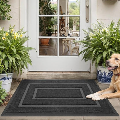 Entry Door Mat Dirt-Trapping Stain-Resistant Non-Slip Rubber Backing