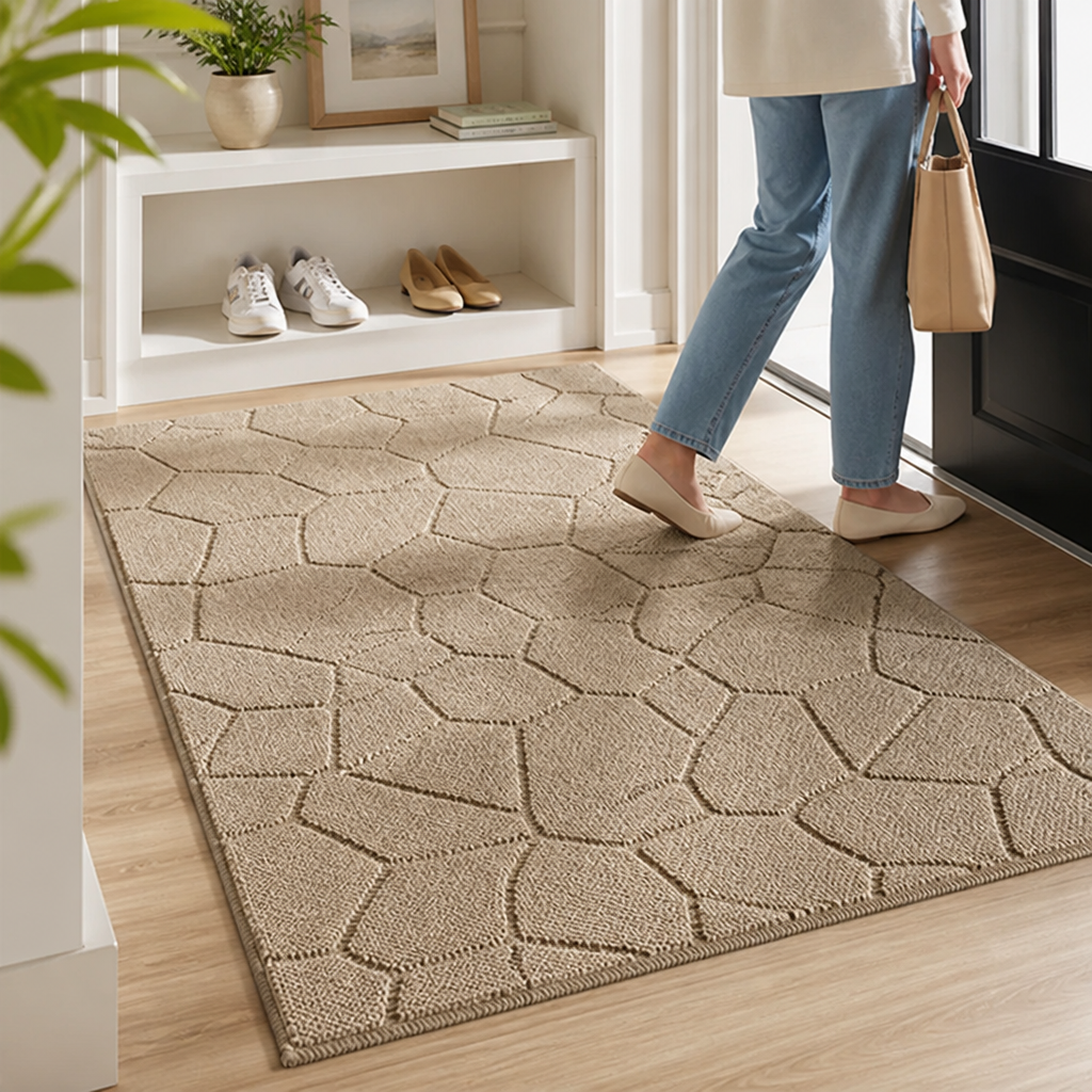 Entryway Mat Geometric Pattern Durable Fibers & Non-Slip Backing