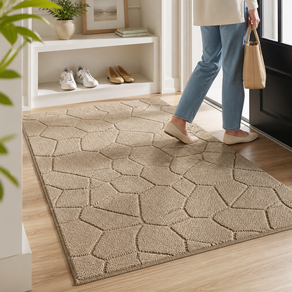 Entryway Mat Geometric Pattern Durable Fibers & Non-Slip Backing
