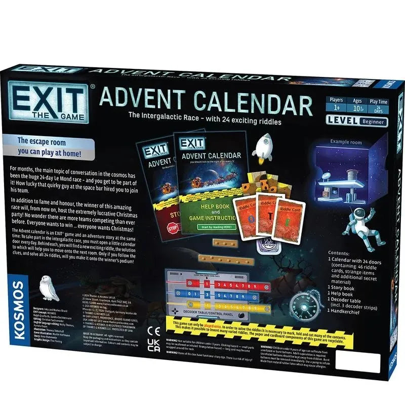 Escape Room Advent Calendar Space-Themed 24-Day Screen-Free Puzzle Game