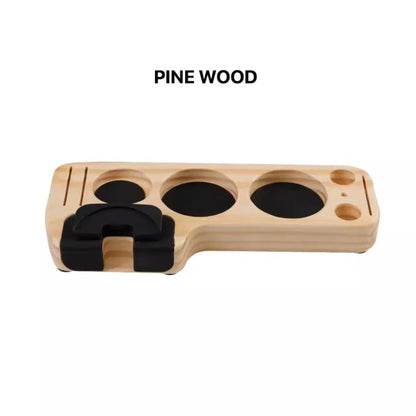 Espresso Tamper Station Walnut Wood Custom Slots Anti-Slip Base