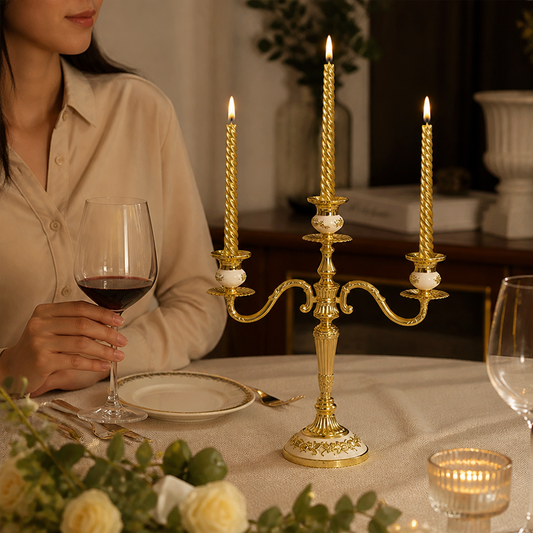 European-Style Candelabra With Curved Arms Taper Candle Holder