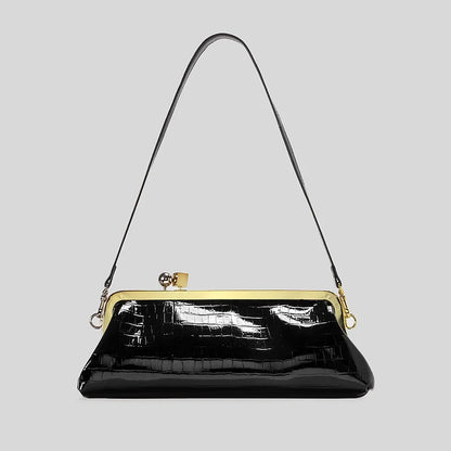 Evening Handbag Patent Leather Detachable Strap Clutch or Crossbody Style