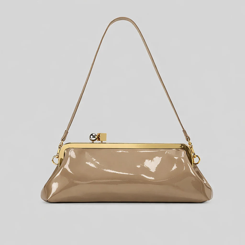 Evening Handbag Patent Leather Detachable Strap Clutch or Crossbody Style