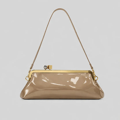 Evening Handbag Patent Leather Detachable Strap Clutch or Crossbody Style