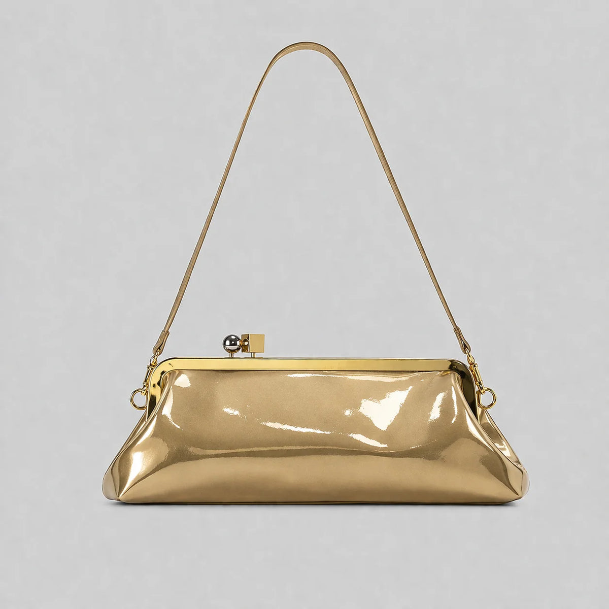 Evening Handbag Patent Leather Detachable Strap Clutch or Crossbody Style
