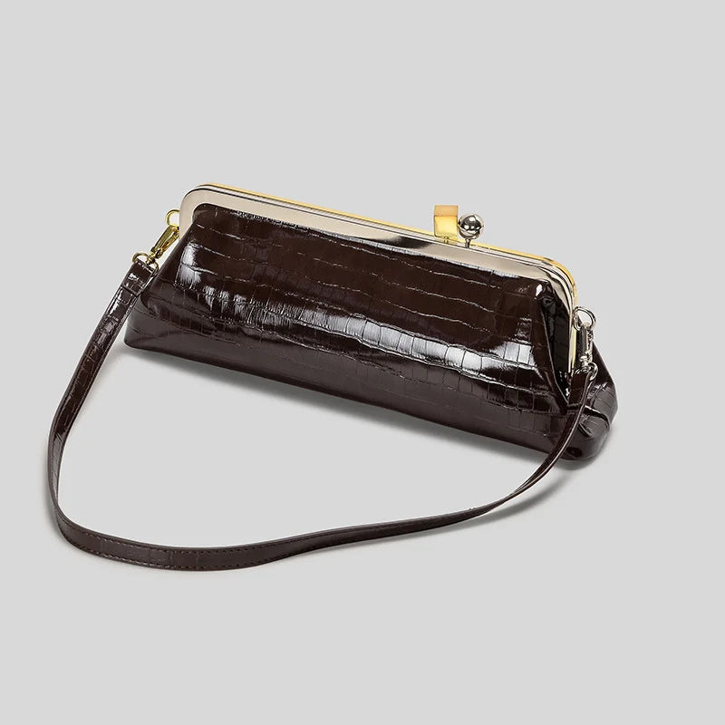 Evening Handbag Patent Leather Detachable Strap Clutch or Crossbody Style