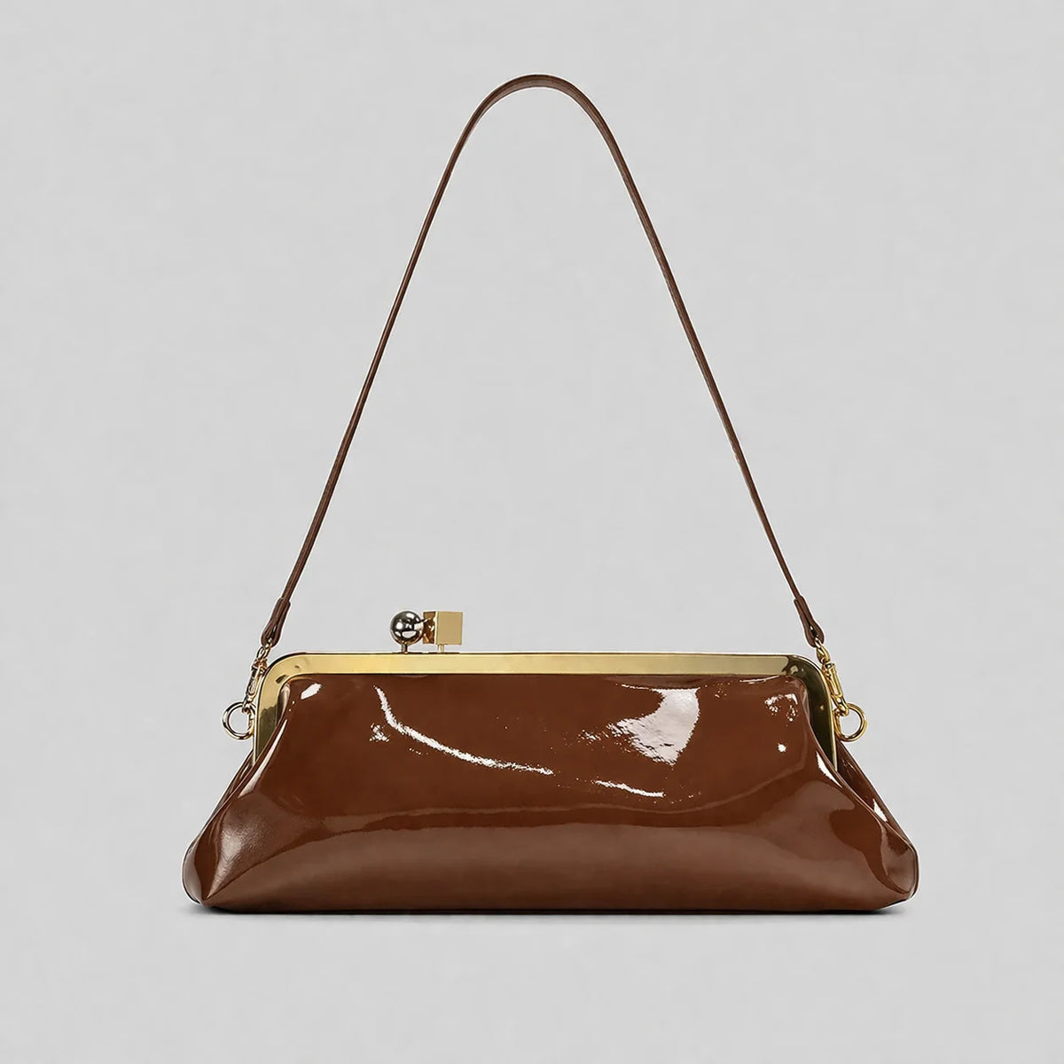 Evening Handbag Patent Leather Detachable Strap Clutch or Crossbody Style