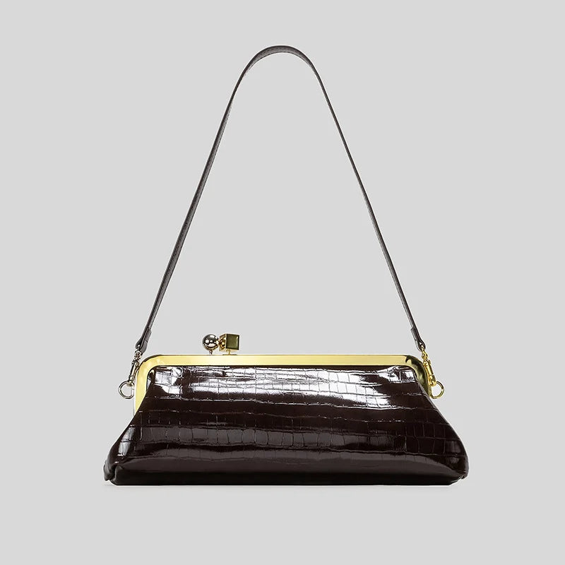 Evening Handbag Patent Leather Detachable Strap Clutch or Crossbody Style