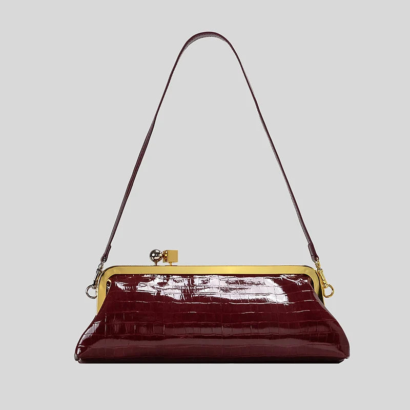 Evening Handbag Patent Leather Detachable Strap Clutch or Crossbody Style
