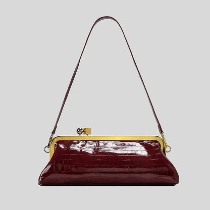 Evening Handbag Patent Leather Detachable Strap Clutch or Crossbody Style