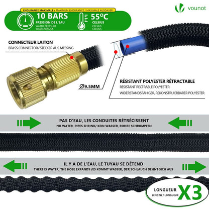 Expandable Garden Hose 49 Ft 10 Spray Modes Brass Connectors