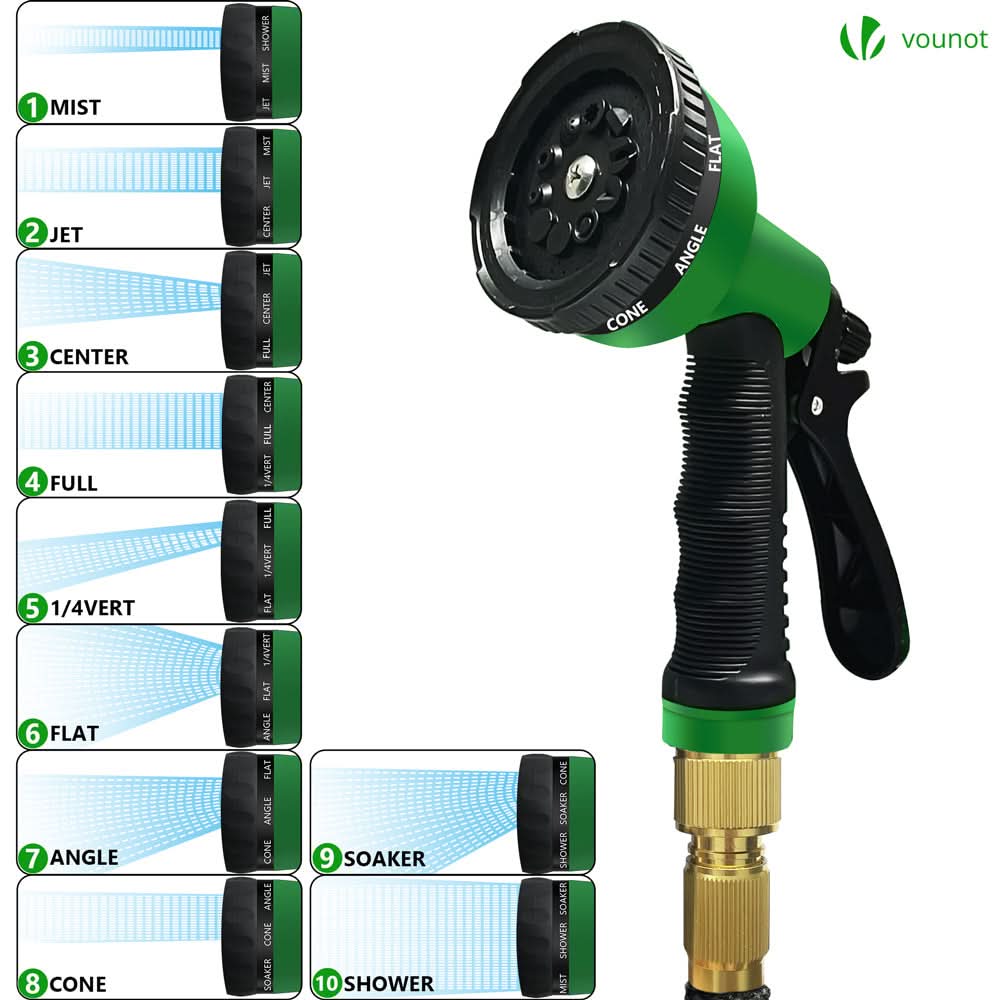 Expandable Garden Hose 49 Ft 10 Spray Modes Brass Connectors
