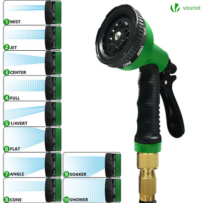 Expandable Garden Hose 49 Ft 10 Spray Modes Brass Connectors