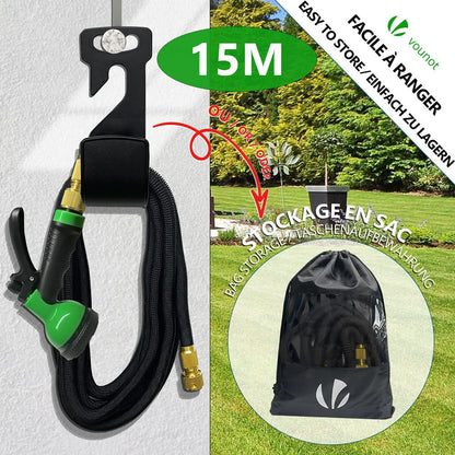 Expandable Garden Hose 49 Ft 10 Spray Modes Brass Connectors