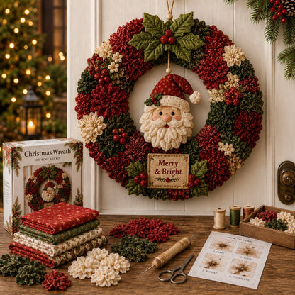 Fabric Wreath DIY Kit No-Sew 3D Christmas Decor