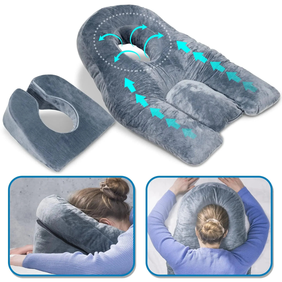 Face-Down Pillow Face Opening Shredded Memory Foam Reversible Cover