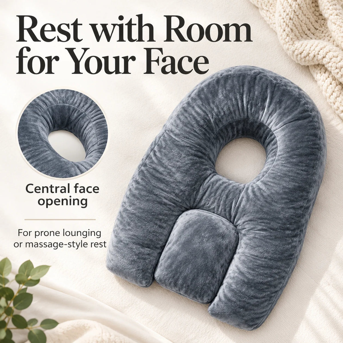 Face-Down Pillow Face Opening Shredded Memory Foam Reversible Cover