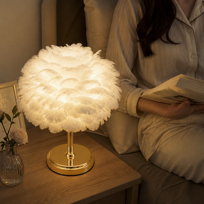 Feather Shade Table Lamp (Warm Ambient Lighting)