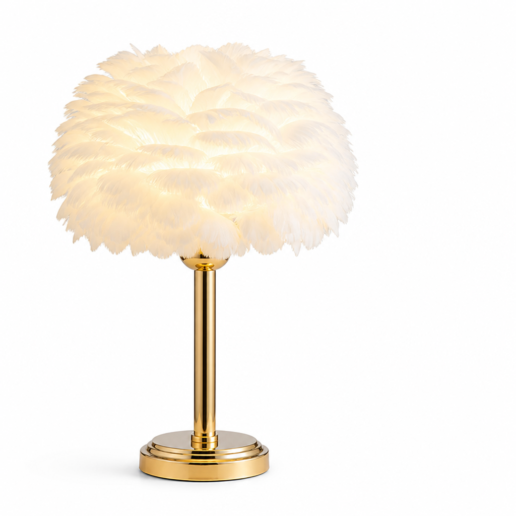 Feather Shade Table Lamp (Warm Ambient Lighting)