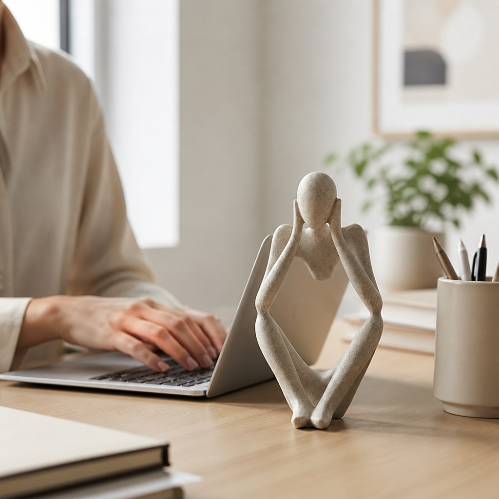 Figurine Abstract Thinker Sand Beige Matte