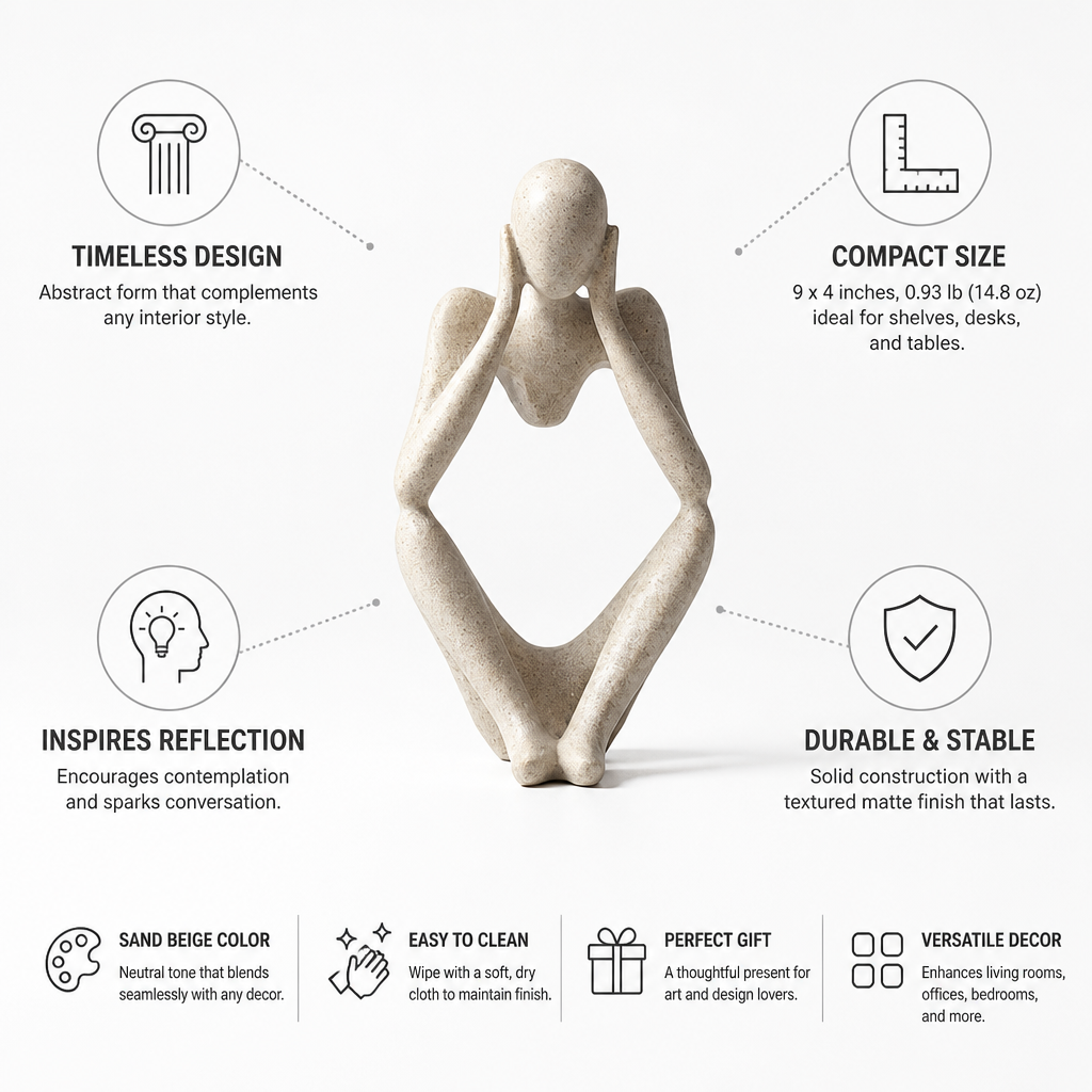 Figurine Abstract Thinker Sand Beige Matte