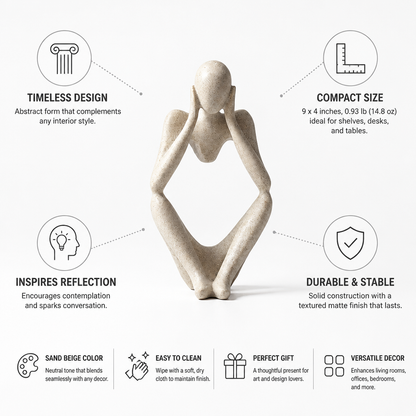 Figurine Abstract Thinker Sand Beige Matte