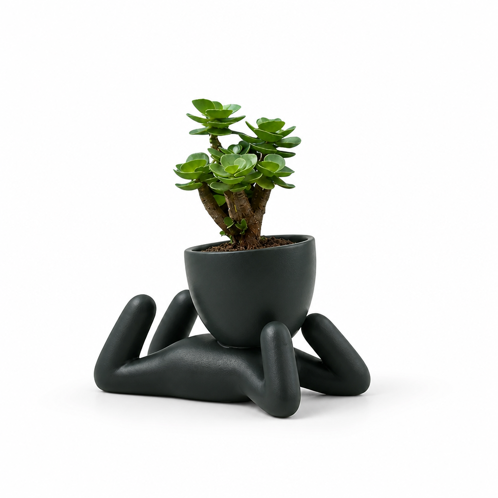 Figurine Planter Matte Dark Green For Succulents