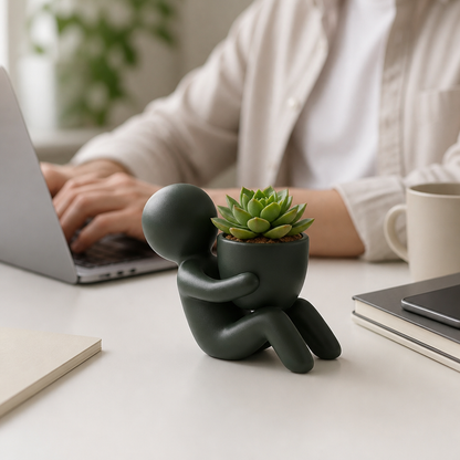 Figurine Planter Matte Dark Green For Succulents