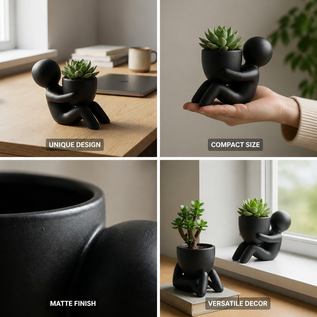 Figurine Planter Matte Dark Green For Succulents