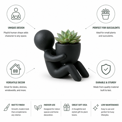 Figurine Planter Matte Dark Green For Succulents