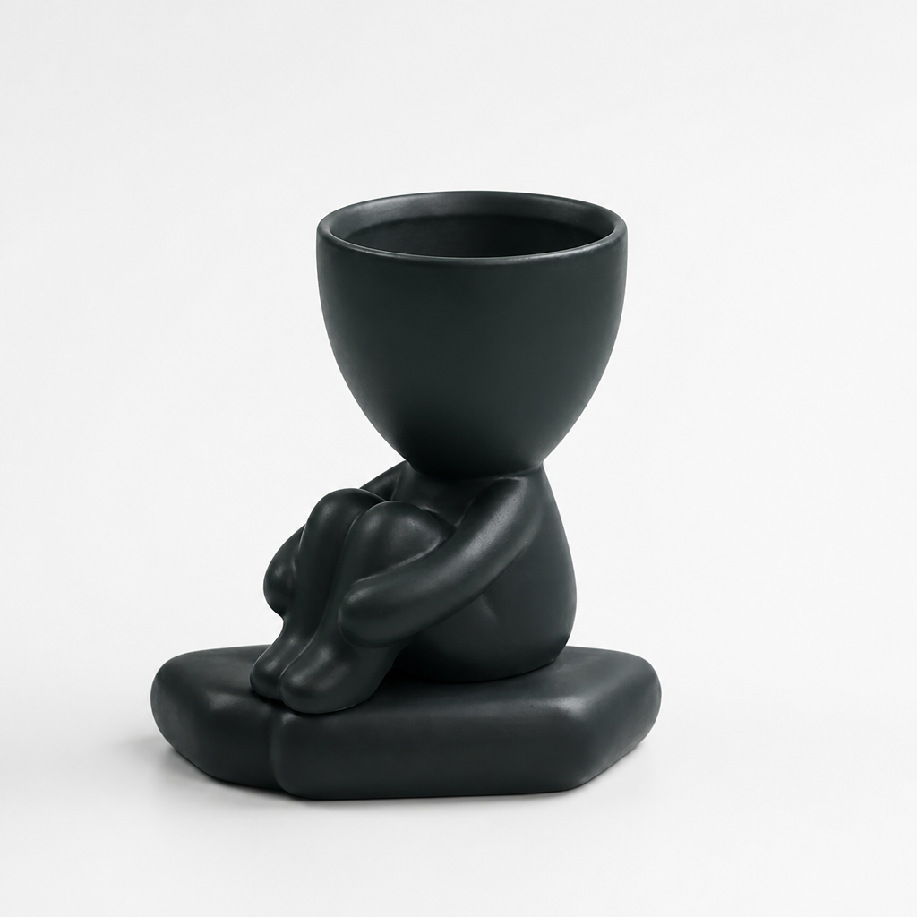 Figurine Planter Matte Dark Green For Succulents